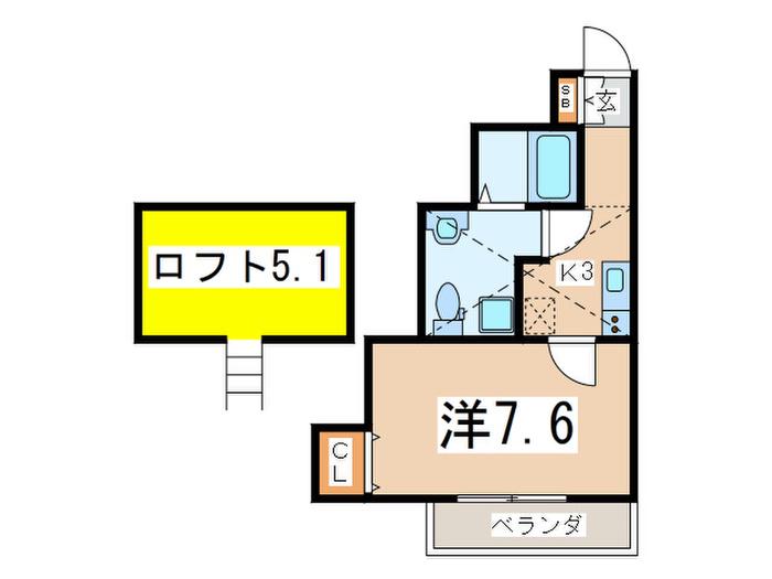 フェリス・シェア逗子(1K/2階)の間取り写真