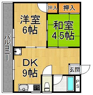 メゾン南塚口(2DK/4階)の間取り写真