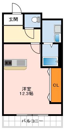 パレスひだまりの丘(ワンルーム/3階)の間取り写真