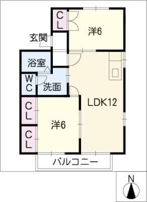 サンライズ五才美(2LDK/2階)の間取り写真