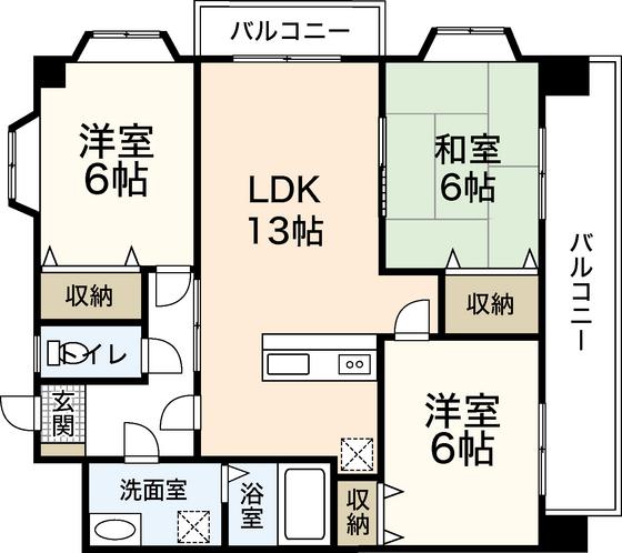 メゾンドベール(3LDK/7階)の間取り写真