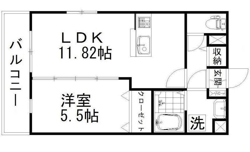 プリマヴェーラ中泉(1LDK/4階)の間取り写真