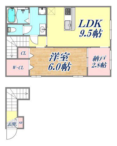 LA MAISONひじりの丘(1SLDK/2階)の間取り写真
