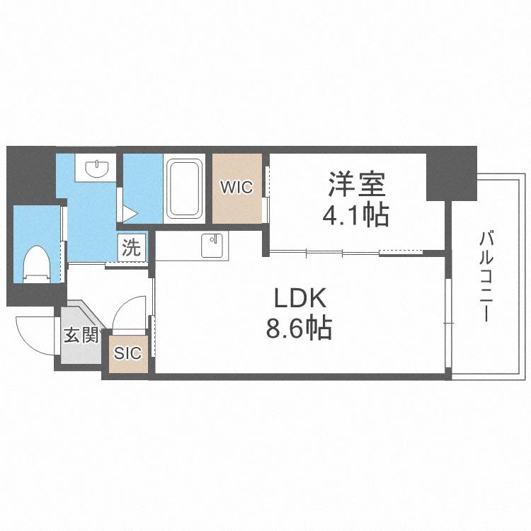 アドバンス上町台シュタット(1LDK/12階)の間取り写真
