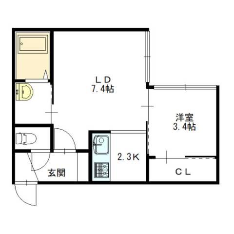 ESTOR 円山(1LDK/1階)の間取り写真