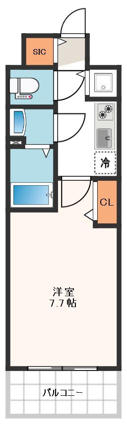 プレサンス谷町七丁目II(1K/13階)の間取り写真