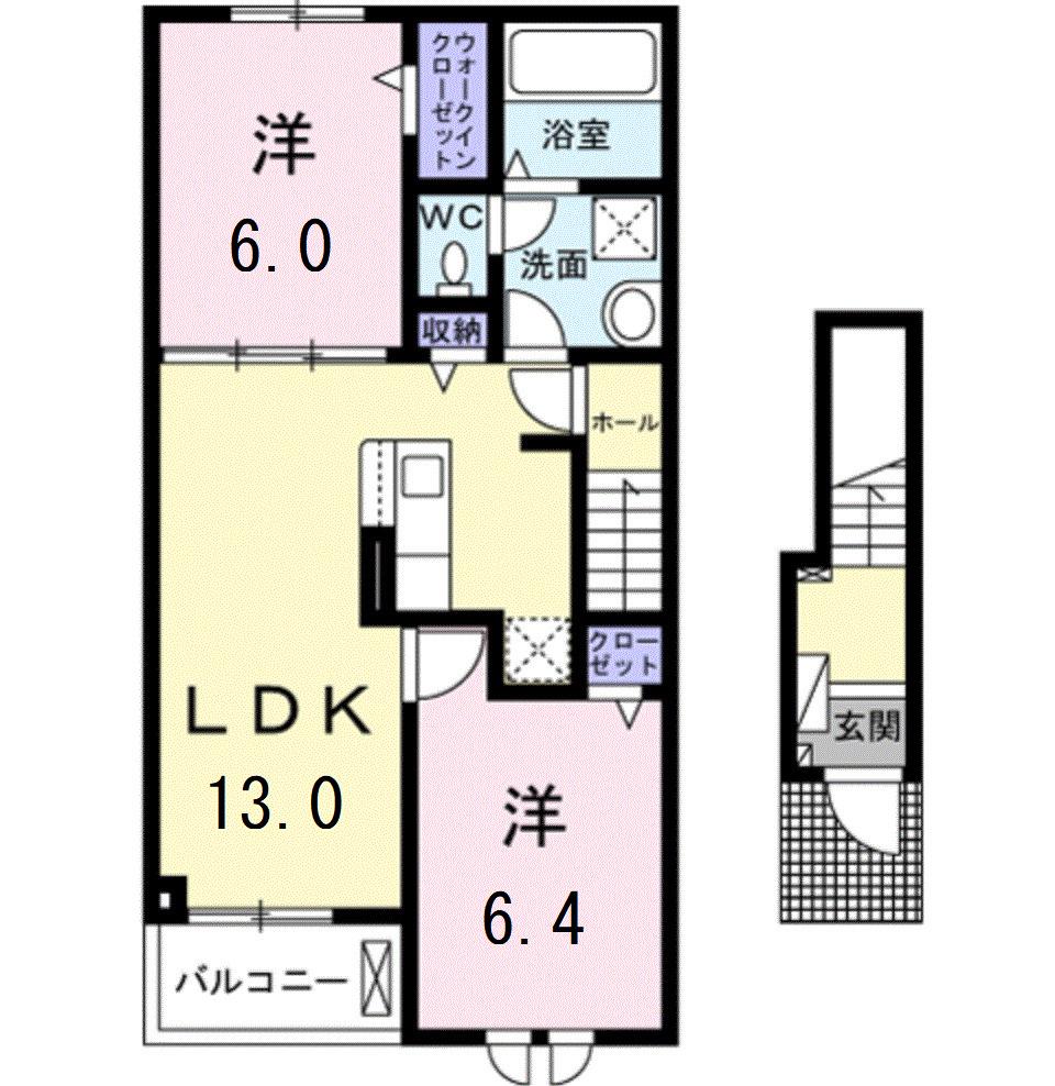フィレールB(2LDK/2階)の間取り写真