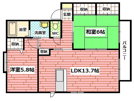 シャーメゾン近藤(2LDK/2階)の間取り写真