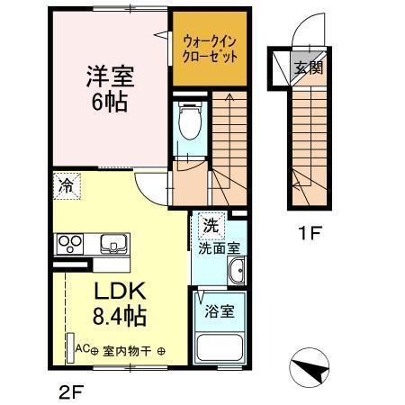 プラヴィダ南通(1LDK/2階)の間取り写真