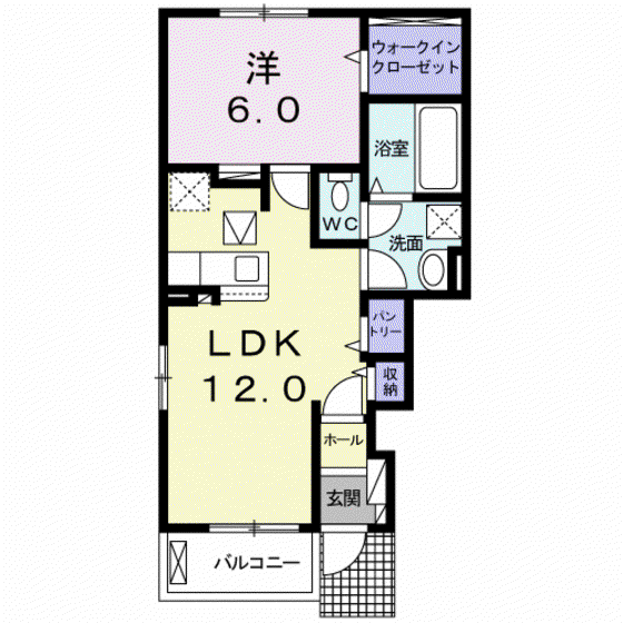 ハートホーム II(1LDK/1階)の間取り写真