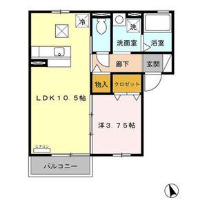 サードニックス(1LDK/1階)の間取り写真