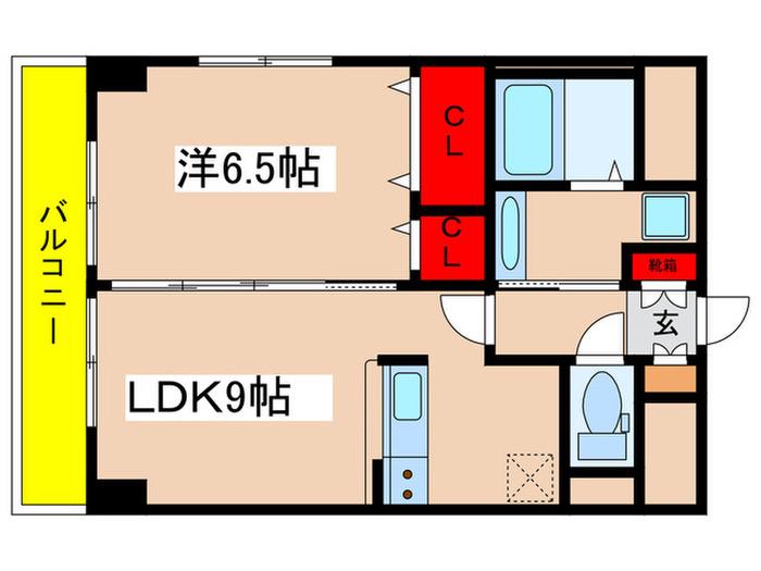 グランディールはるひ野(1LDK/5階)の間取り写真