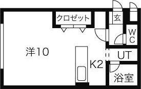 ベイリーフ琴似(1K/2階)の間取り写真