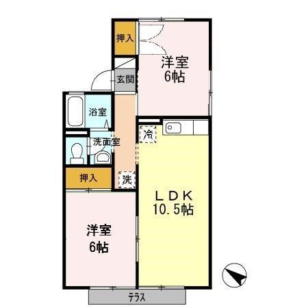 セジュールキムラ(2LDK/2階)の間取り写真
