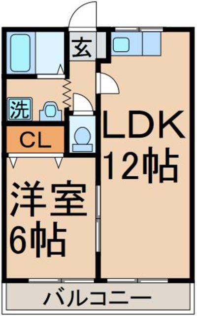 ペガサスマンション雨倉(1LDK/1階)の間取り写真