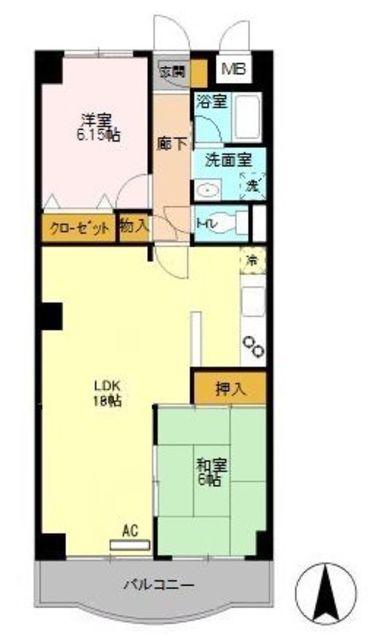グランソレイユ大宮(2LDK/3階)の間取り写真