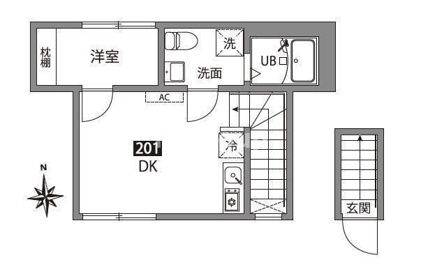 アネックスお花茶屋(1DK/2階)の間取り写真