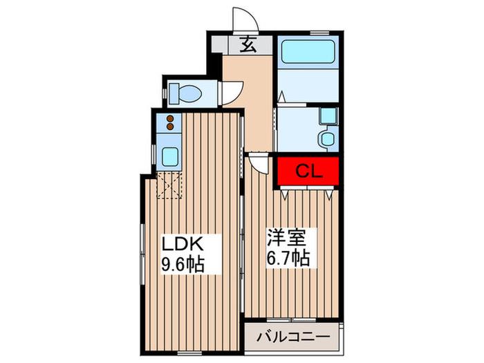 B・キャッスル東大宮(1LDK/1階)の間取り写真