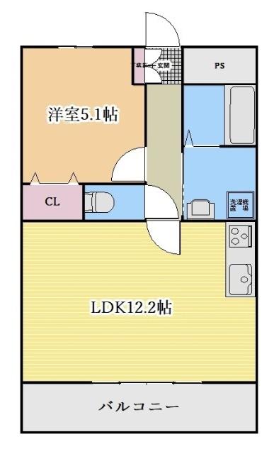 覚王ハイツ(1LDK/3階)の間取り写真