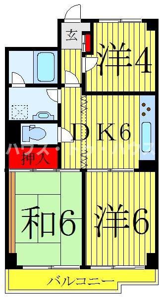 フジタ早稲田マンション(3DK/8階)の間取り写真