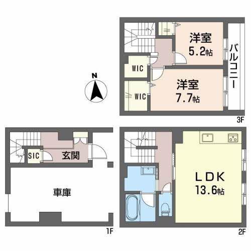 カーサ・フェリースHK宇品神田(2LDK/3階)の間取り写真
