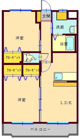 グレイスマンション(2LDK/1階)の間取り写真