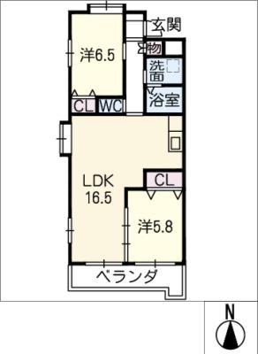 大森アーバンテラス(2LDK/3階)の間取り写真