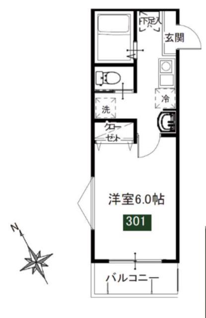 DEINZE南与野(1K/3階)の間取り写真