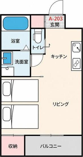 SUN生A号棟(1DK/2階)の間取り写真