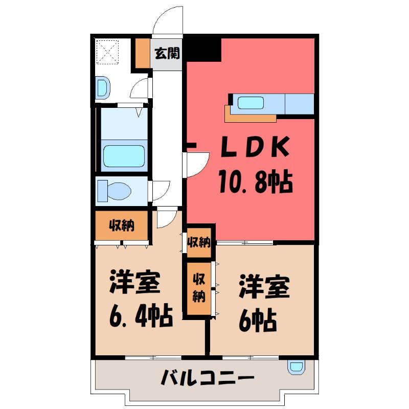 スプリームアイ(2LDK/1階)の間取り写真