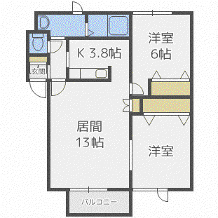ティアラ(2LDK/1階)の間取り写真