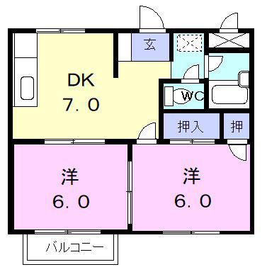 シティハイツ源II(2DK/2階)の間取り写真
