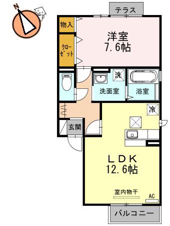 MS弐番館(1LDK/1階)の間取り写真