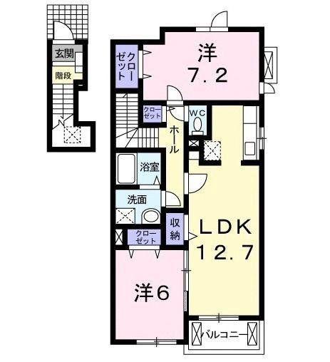 グランフォレストA(2LDK/2階)の間取り写真