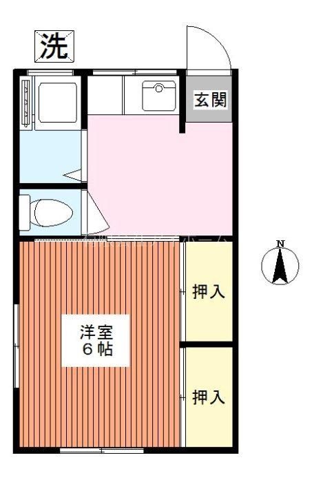 美河荘(1K/2階)の間取り写真