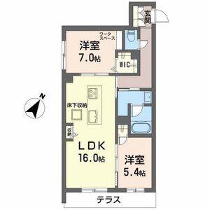 クリザンテーム(2LDK/1階)の間取り写真