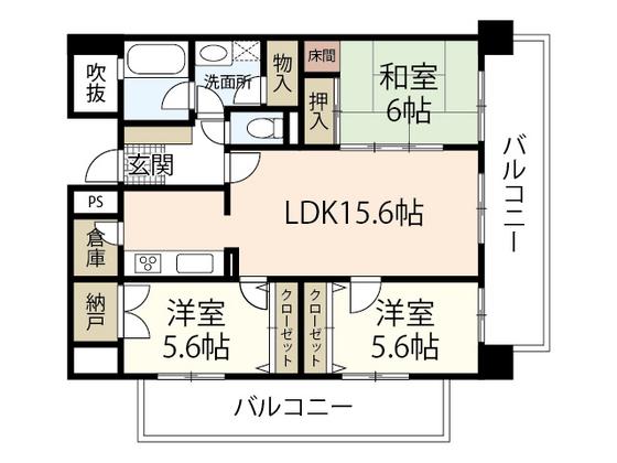 トレゾア西原(3LDK/6階)の間取り写真