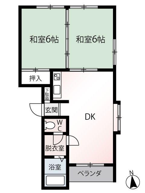 ハイム陽光(2DK/2階)の間取り写真