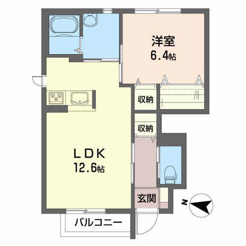 カサベルデM(1LDK/1階)の間取り写真