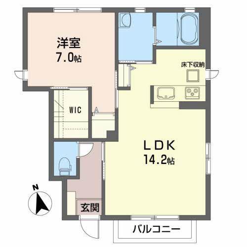 グリーン・コート(1LDK/1階)の間取り写真