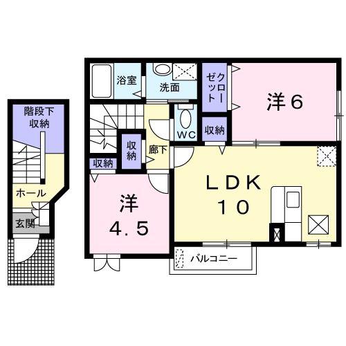 メゾン榎戸(2LDK/2階)の間取り写真