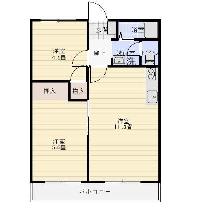 フォレスト・ヒル(2LDK/2階)の間取り写真