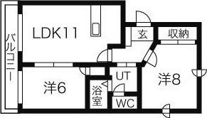 ショパンシャトー山の手(2LDK/2階)の間取り写真