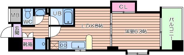 CITY SPIRE上町台(1LDK/7階)の間取り写真