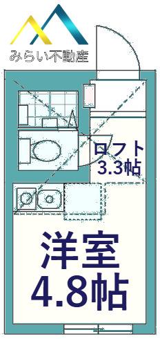ヒルズ TOR(ワンルーム/2階)の間取り写真