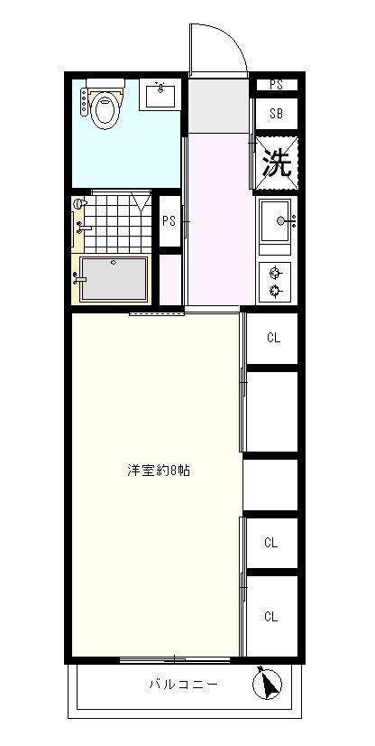 ビラ二俣川(1K/3階)の間取り写真