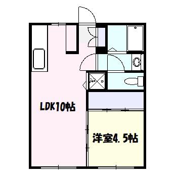 カーサ川辺(1LDK/1階)の間取り写真