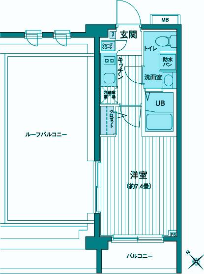 エコロジー都立大学レジデンス(1K/6階)の間取り写真
