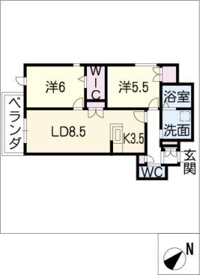 LIVION川名(2LDK/2階)の間取り写真