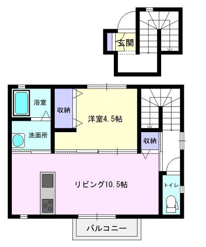 ドルチェ・ヴィータ大町H(1LDK/2階)の間取り写真